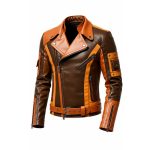 Brown Genuine Leather Biker Jacket