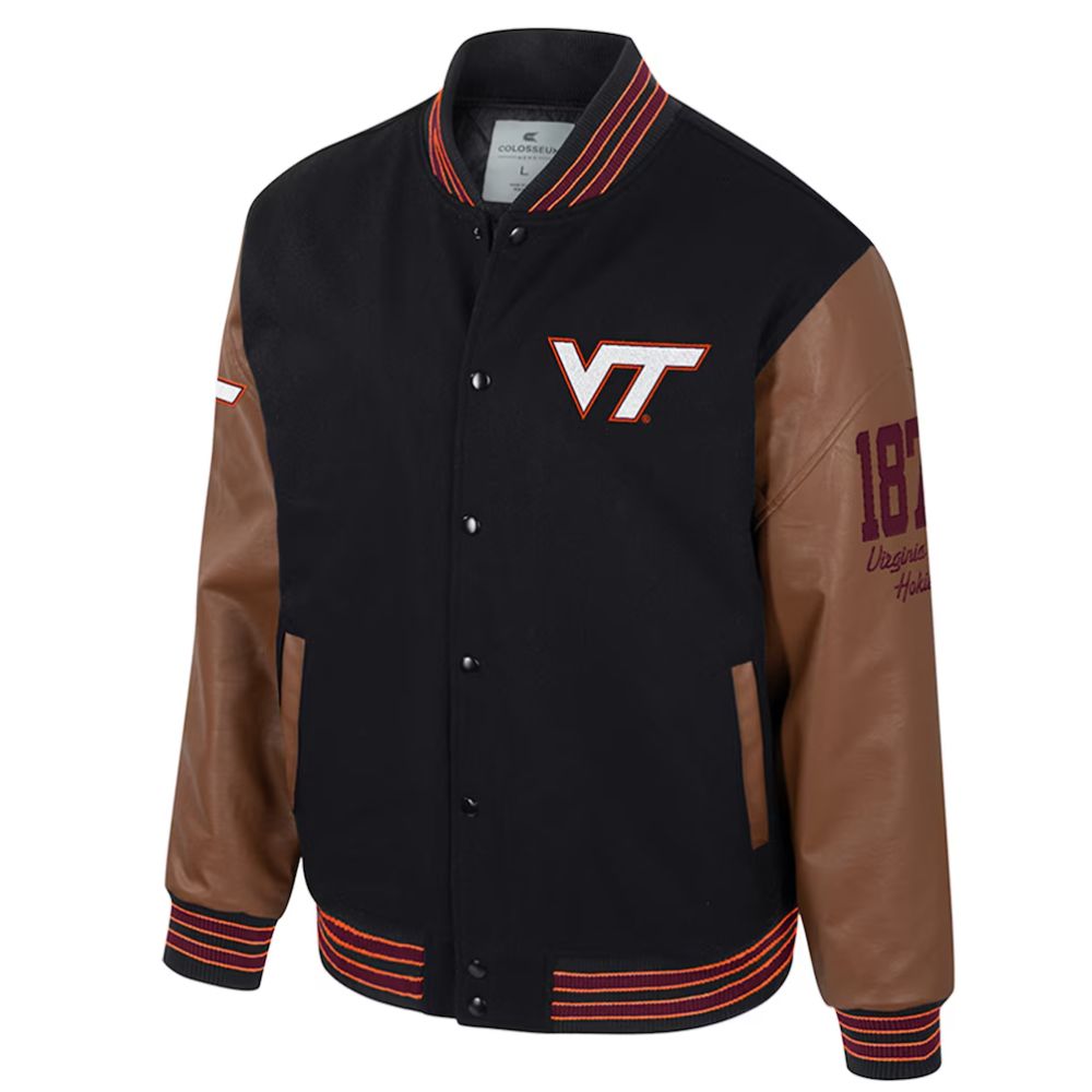 Colosseum Black Virginia Leather Varsity Jacket Colosseum Black Virginia Leather Varsity Jacket