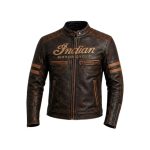 Indian Motorcycle Distressed Brown Leather Jacket