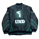 North Dakota Fighting Black Leather Varsity Jacket