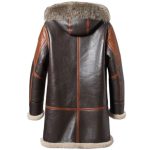 Vintage Style Hooded Shearling Leather Coat