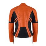Women’s Orange Cafe Racer Leather Jacket