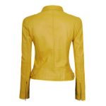Women’s Yellow Cafe Racer Leather Jacket
