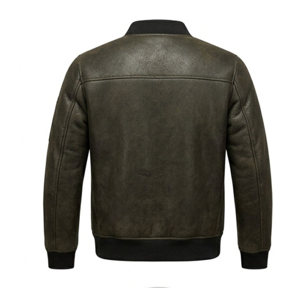 B3 Army Grey Lambskin Shearling Leather Jacket