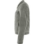 Grey Suede Leather Trucker Jacket