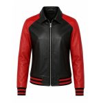 Men's Black And Red Varsity Leather Jacket