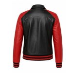 Men's Black And Red Varsity Leather Jacket