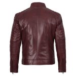 Men’s Cafe Racer Burgundy Leather Jacket