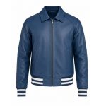 Men’s Light Blue Varsity Leather Jacket