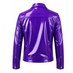 Men’s Purple Glossy PU Leather Jacket