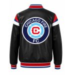 MLS Chicago Fire Football Club Leather Varsity Jacket