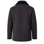 Navy Blue Suede Leather Coat