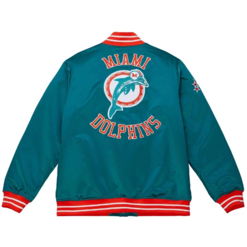 NFL Miami Dolphins Blue Satin Varsity Jacket