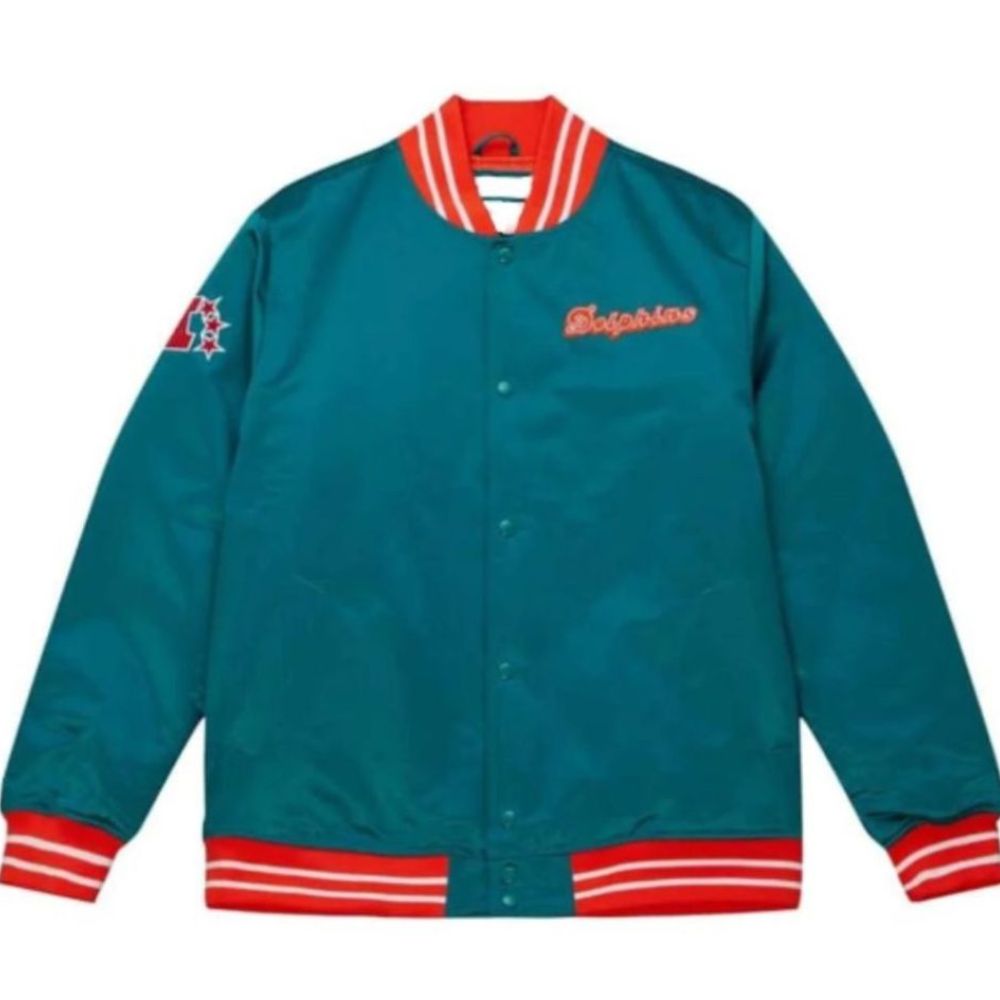 NFL Miami Dolphins Blue Satin Varsity Jacket