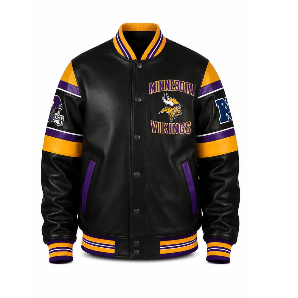 NFL Minnesota Vikings Leather Varsity Jacket