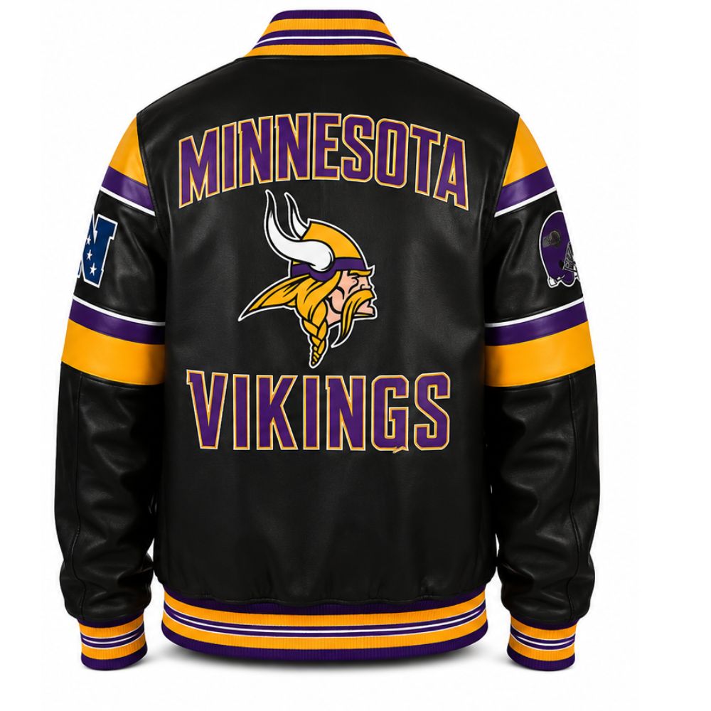 NFL Minnesota Vikings Leather Varsity Jacket