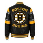 NHL Boston Bruins Black Varsity Leather Jacket