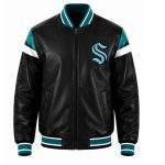 NHL Seattle Kraken Varsity Leather Jacket