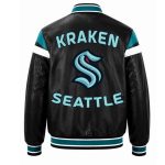 NHL Seattle Kraken Varsity Leather Jacket