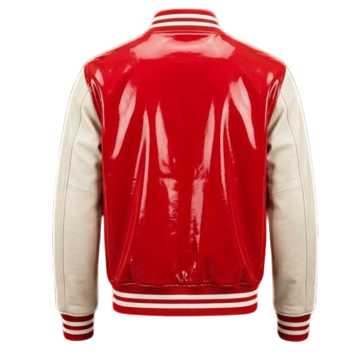 Premium Red Patent Leather Varsity Jacket