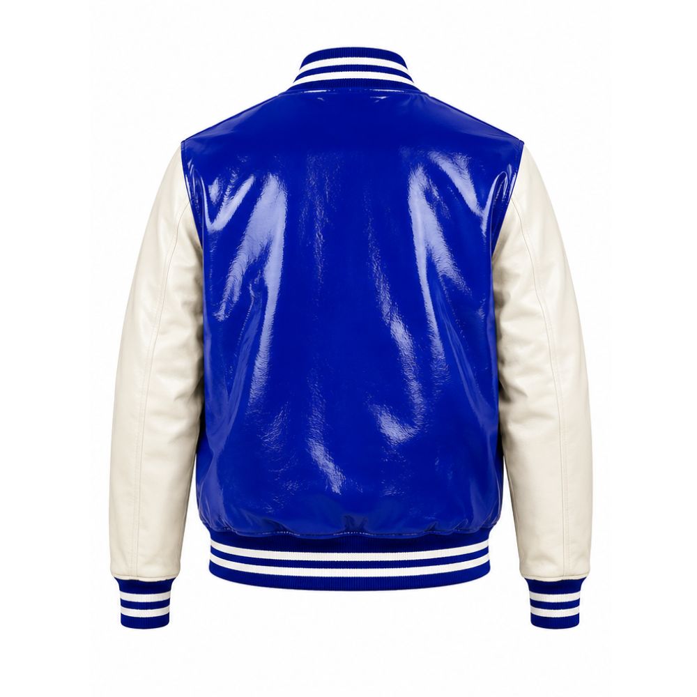 Premium Royal Patent Leather Varsity Jacket