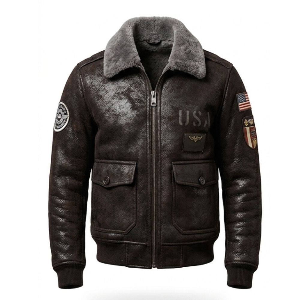 RAF B3 Flight Brown Shearling Leather Jacket