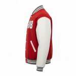 Red and White Custom Football Varsity Jacket