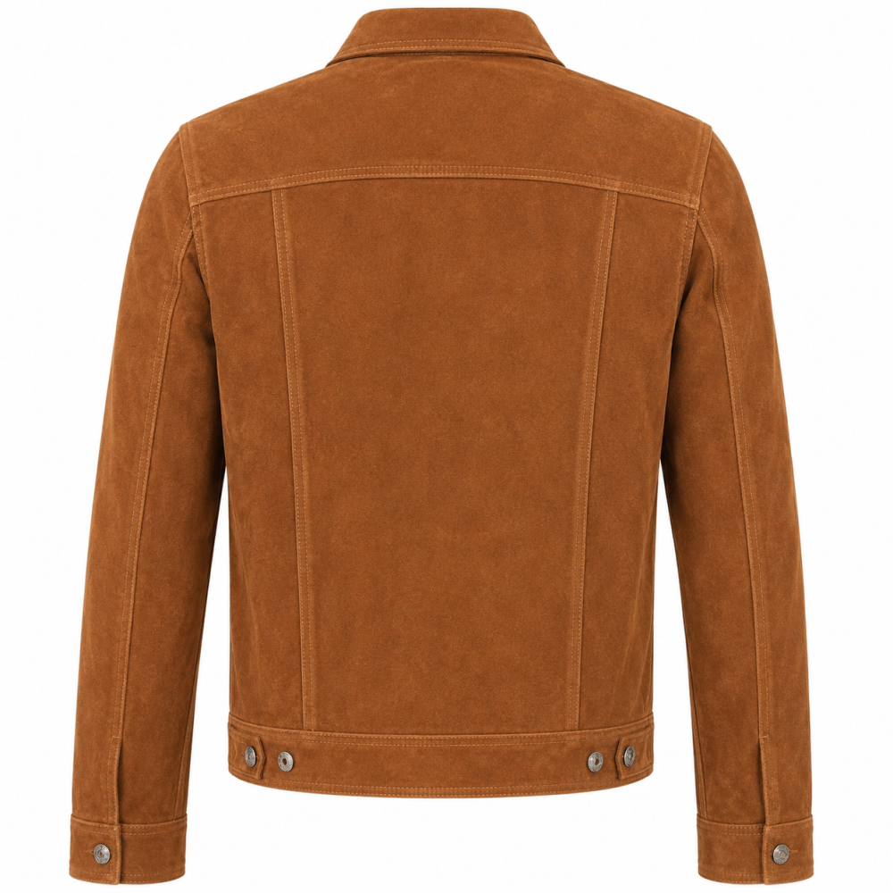Tan Suede Leather Trucker Jacket