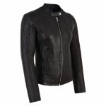 Women’s Black Cafe Racer Leather Jacket
