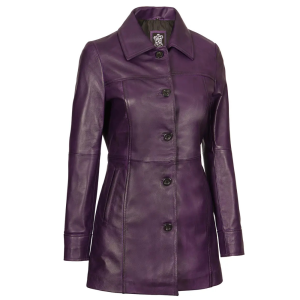 womens-button-down-purple-leather-coat