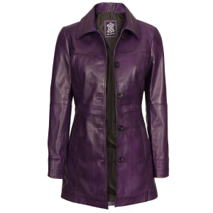womens-button-down-purple-leather-coat