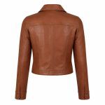 Women’s Cognac Brown Cropped Leather Jacket