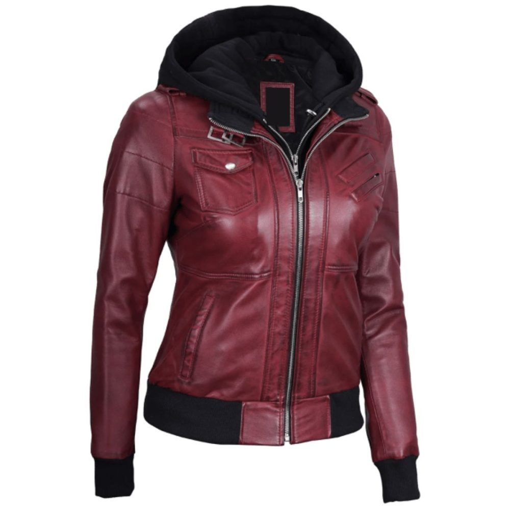 womens-maroon-leather-jacket-with-removable-hood