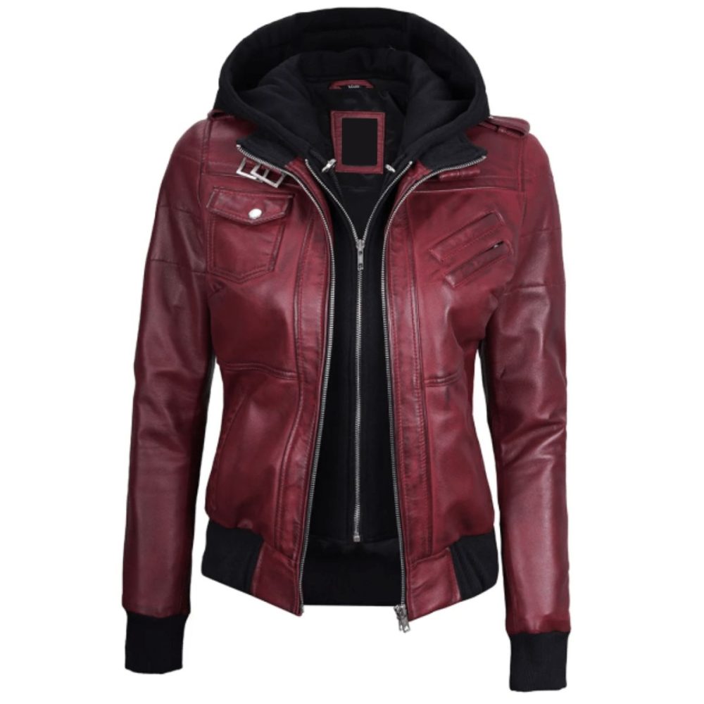 womens-maroon-leather-jacket-with-removable-hood