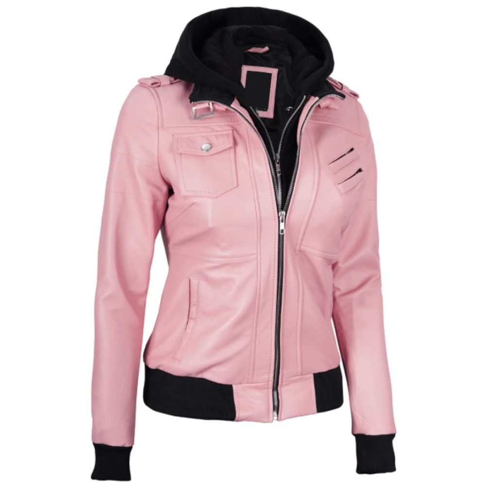 womens-pink-leather-jacket-with-removable-hood