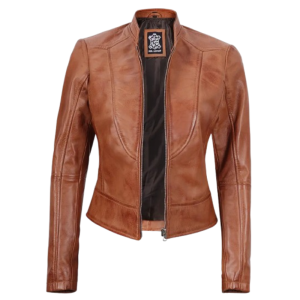 womens-slim-fit-tan-waxed-biker-leather-jacket