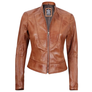 womens-slim-fit-tan-waxed-biker-leather-jacket