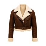 Women's Winter Cropped Shearling Leather Jacket