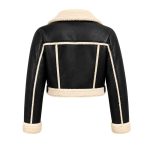 Women's Winter Cropped Shearling Leather Jacket